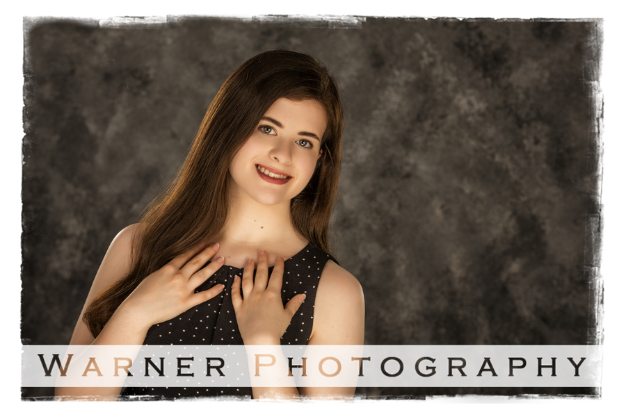 Senior portrait of Madison in the studio at Warner Photography
