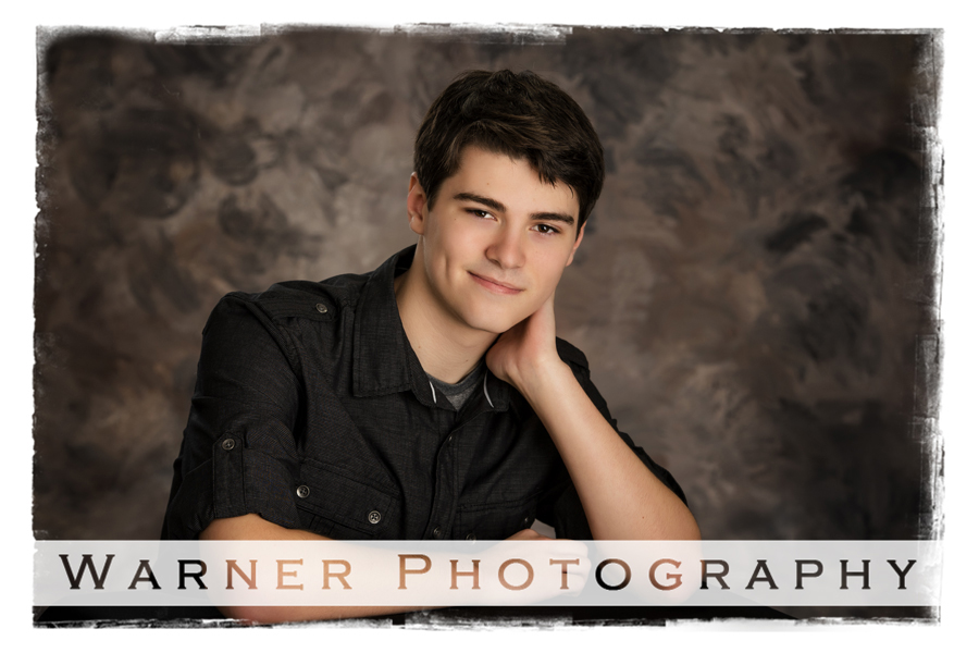 Traditional senior portrait of Midland High School senior Chase at the Warner Photography studio