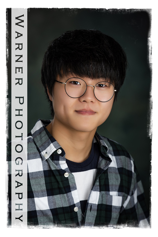 Traditional senior portrait of Dow High School senior Kevin at the Warner Photography Studio