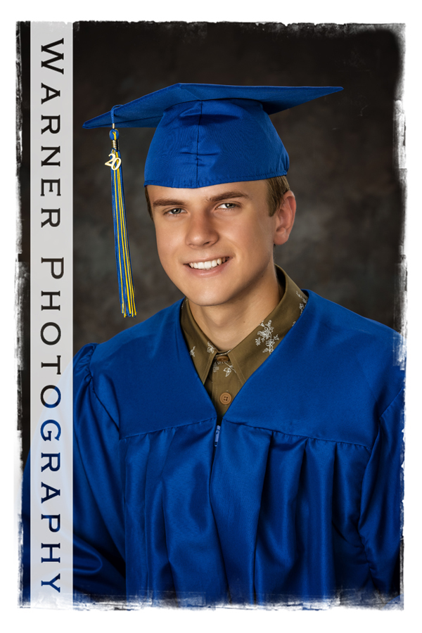 A portrait of Midland High School graduate David in his Cap and Gown