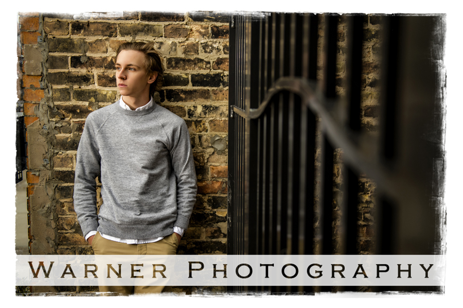 An outdoor portrait of Dow High School senior Bruce in Downtown Midland
