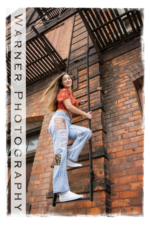 An outdoor portrait of Midland High School senior Alexandra in Downtown Bay City