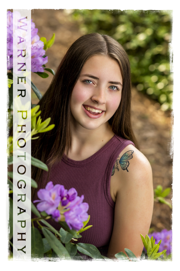 An on location portrait of Bullock Creek High School senior Mikayla at Dow Gardens by Warner Photography