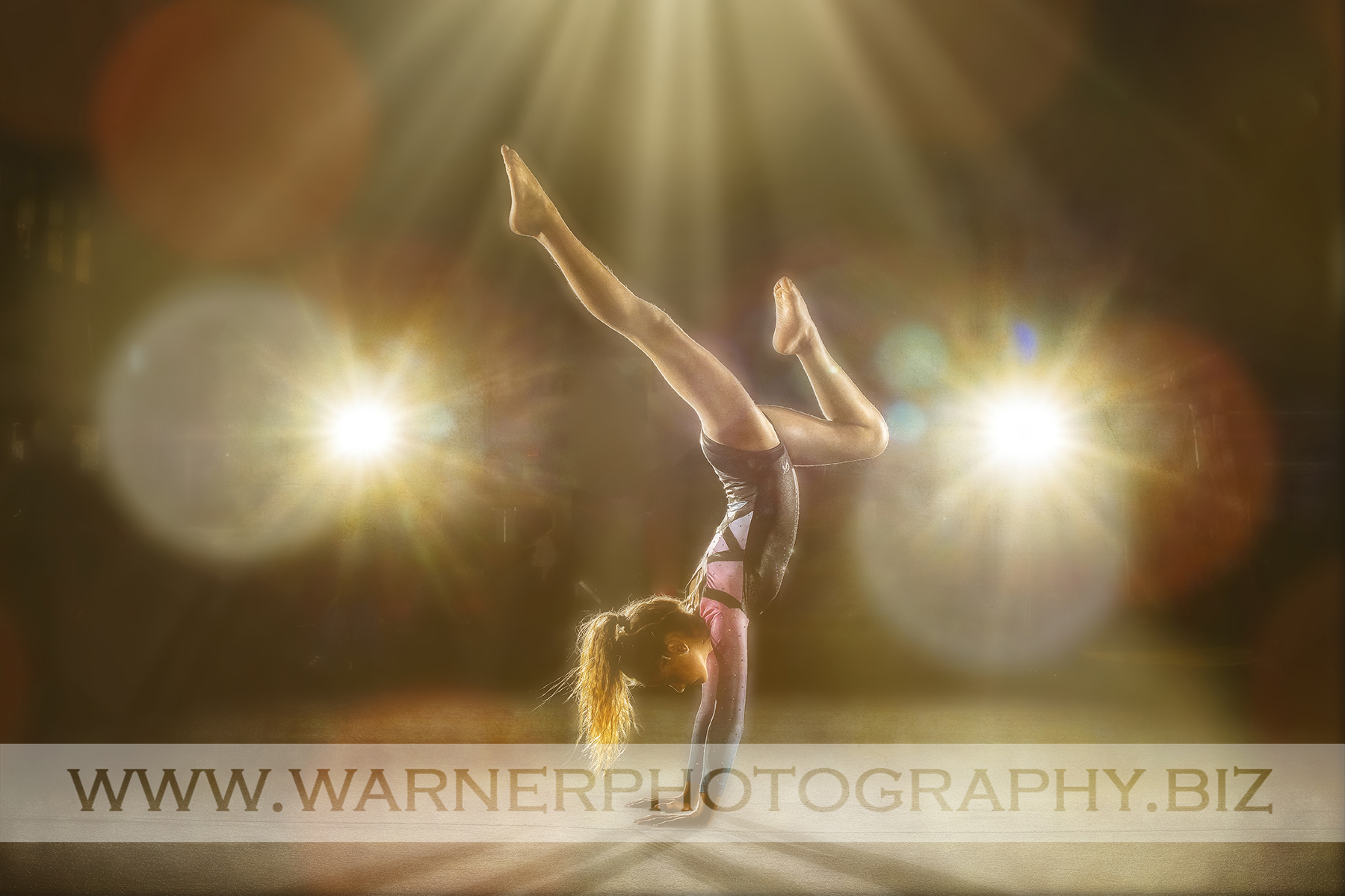 An on location portrait of Tayden at the Midland Gymnastics Training Center by Warner Photography