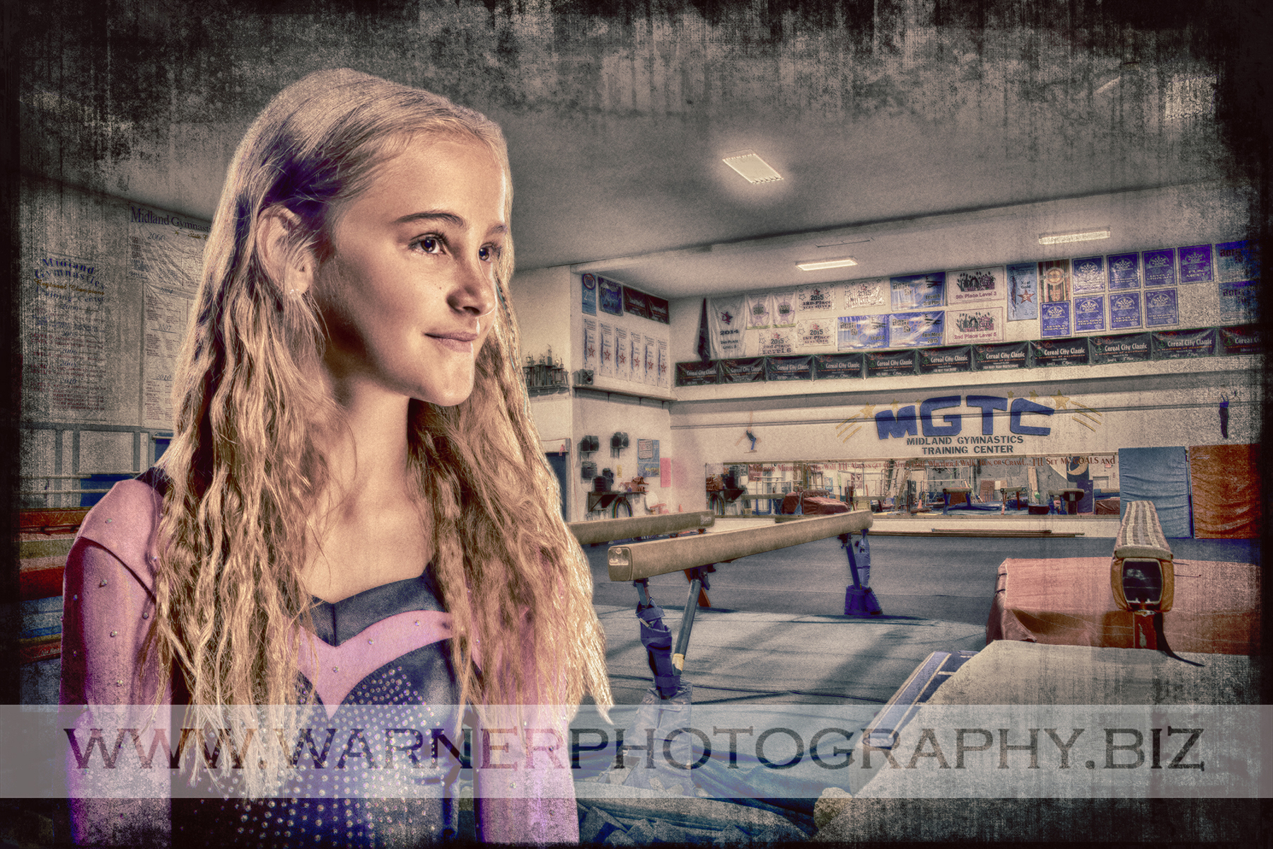 An on location portrait of Tayden at Midland Gymnastics Training Center by Warner Photography