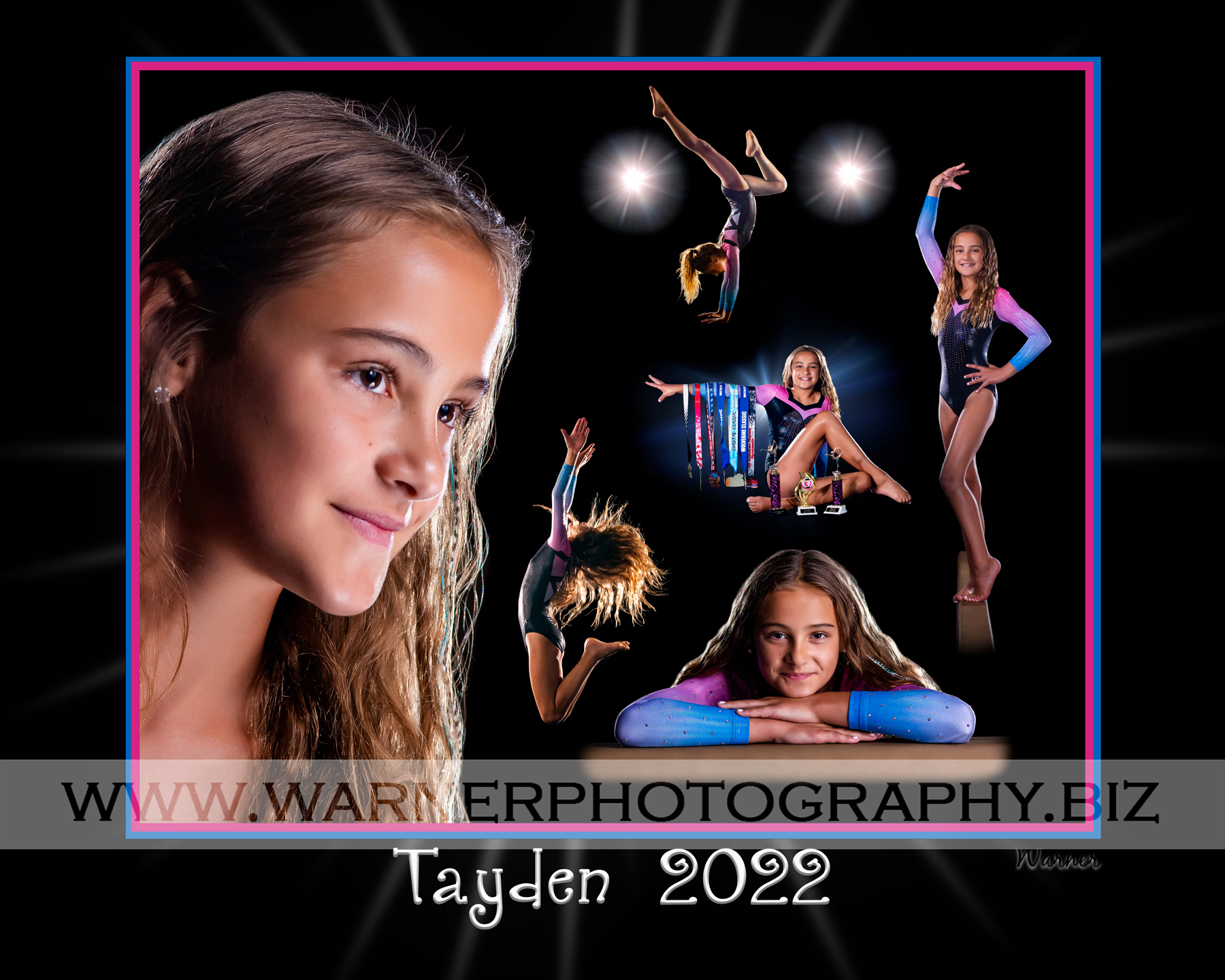 An on location sports portrait of Tayden at the Midland Gymnastics Training Center by Warner Photography