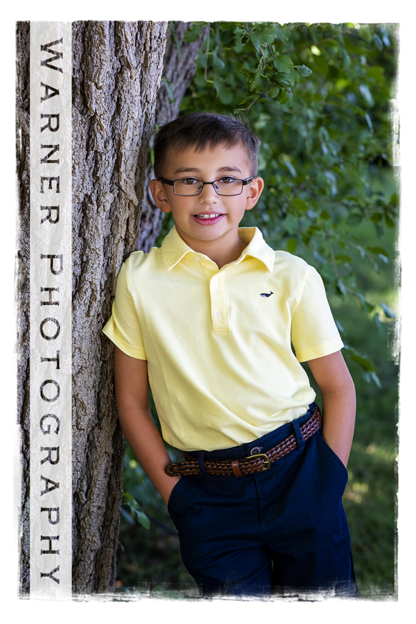 A studio portrait of Anson for his Back to School session at the Warner Photography Studio