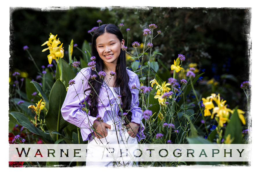 An on location portrait of Dow High School senior Julia at Dow Gardens by Warner Photography