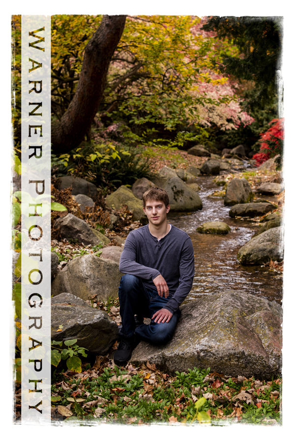 An on location portrait of Dow High School senior Samuel at Dow Gardens by Warner Photography