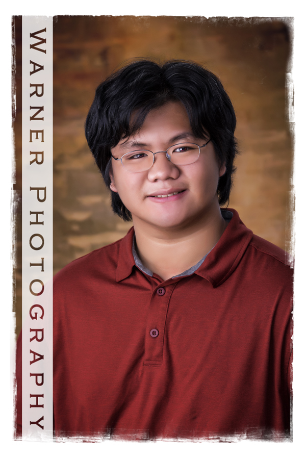 A studio portrait of Dow High School senior David at the Warner Photography Studio