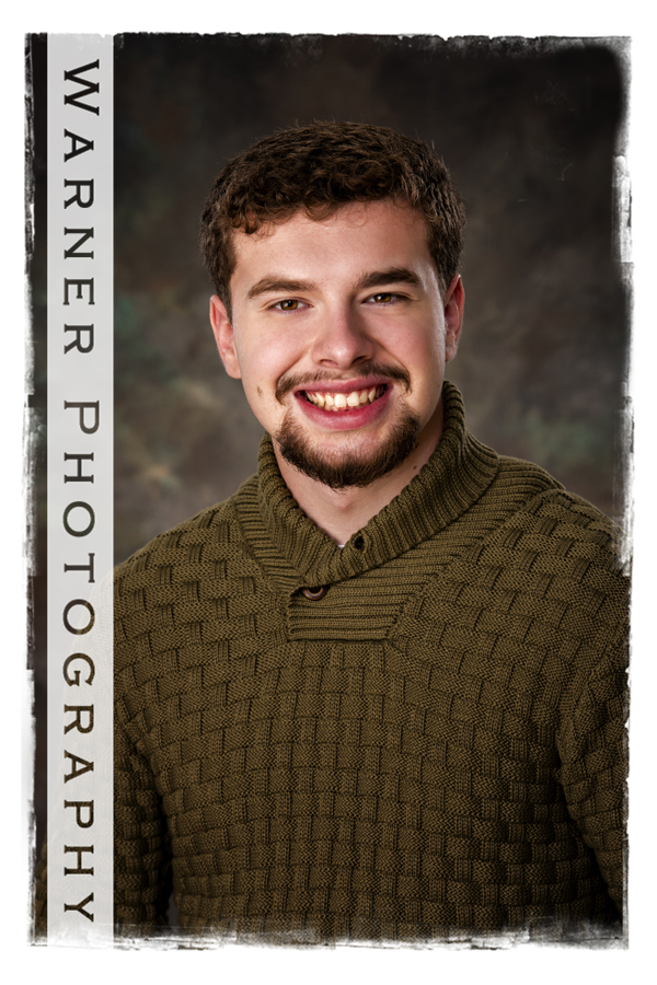 A studio portrait of Ogemaw Heights High School senior Connor at the Warner Photography Studio
