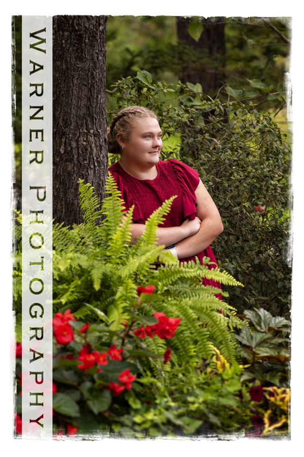 An on location portrait of Bullock Creek High School senior Hannah at Dow Gardens by Warner Photography