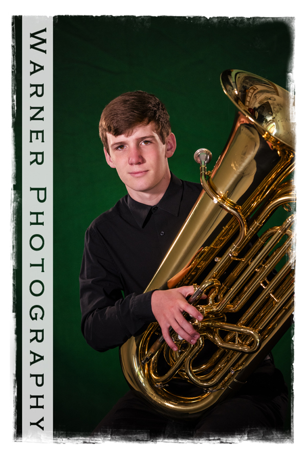 A studio portrait of Dow High School senior Henry at the Warner Photography Studio