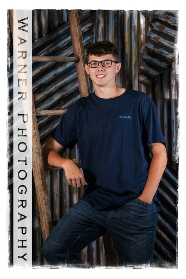 A studio portrait of Bangor Home Schooling senior Landon at the Warner Photography Studio