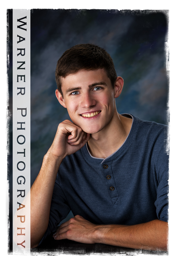 A studio portrait of Bullock Creek High School senior Marc at the Warner Photography Studio