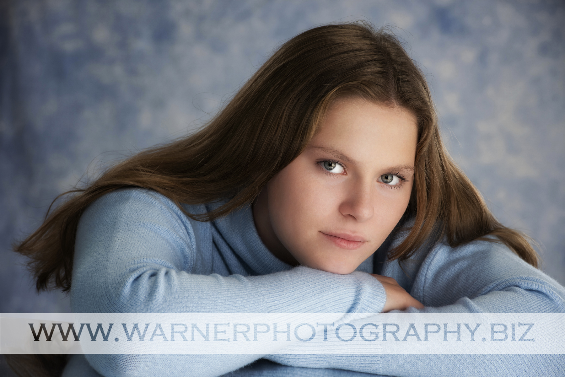 A studio portrait of Dow High School senior Claire at the Warner Photography Studio