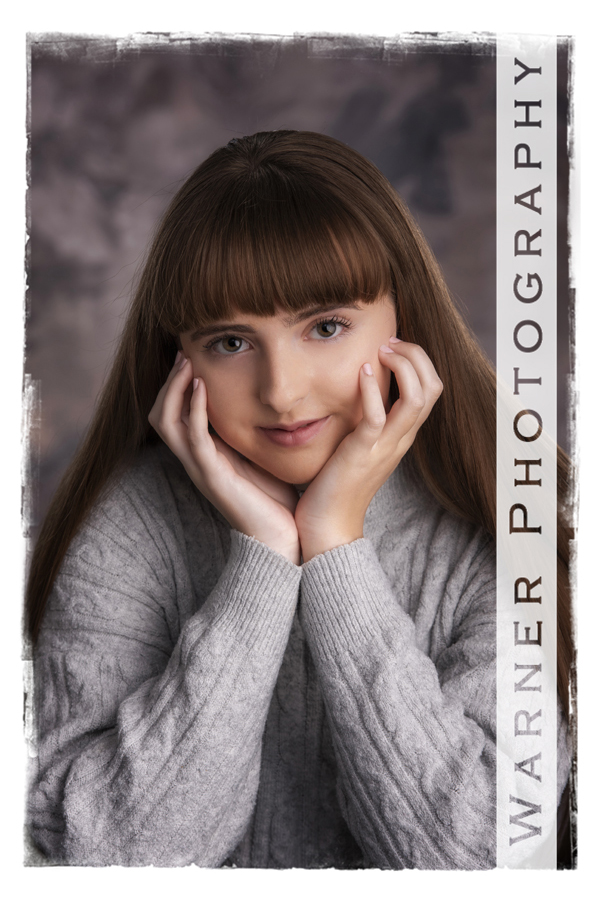 A studio portrait of Dow High School senior Morgan at the Warner Photography Studio