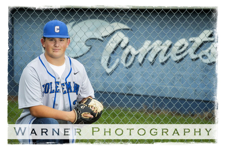 An on location portrait of Coleman High School senior Travis at Coleman High School by Warner Photography