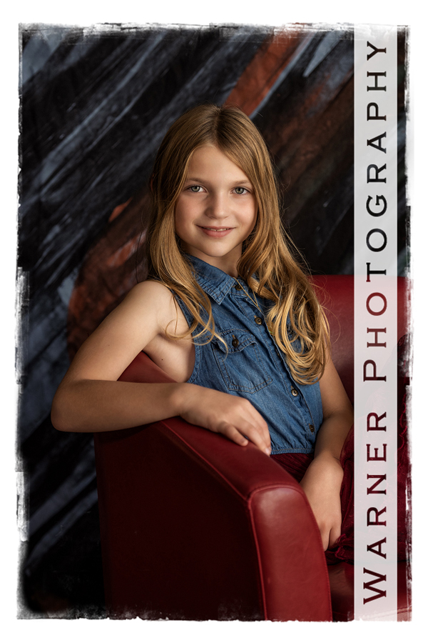 A studio portrait of Abby for her Back to School session at Warner Photogaphy studio in Midland Michigan