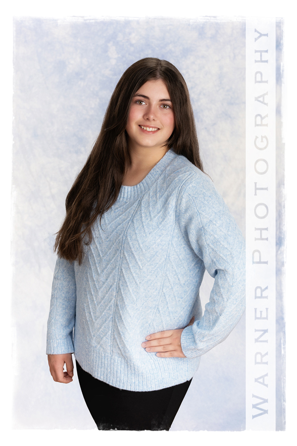 A studio portrait of Shylee for her Back to School session at Warner Photography