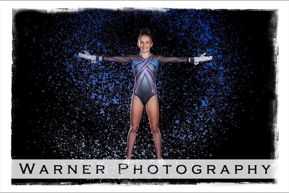 An on location portrait of Betty for her gymnastics award at Midland Gymnastics Center by Warner Photography