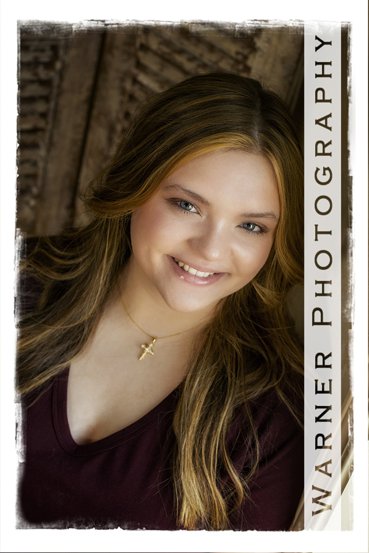 A studio portrait of Dow High School senior Laney at the Warner Photography Studio