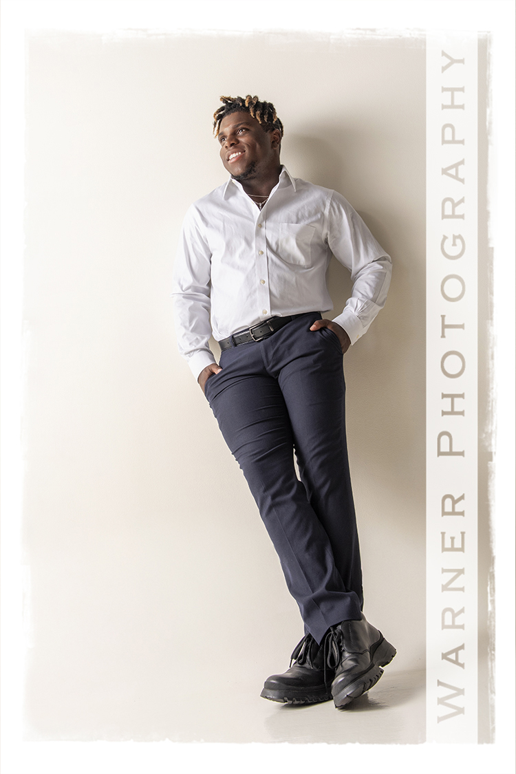 A studio portrait of Dow High School senior Garlands at the Warner Photography Studio